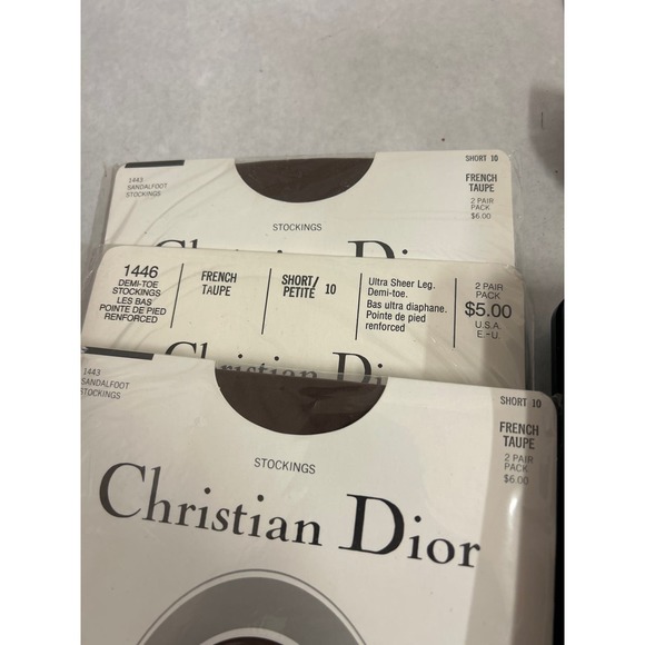Vintage Christian Dior stockings for garters 3 pkg 6 pr. French Taupe 10 short - Picture 4 of 4